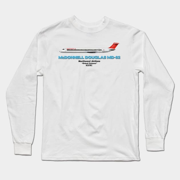 McDonnell Douglas MD-82 - Northwest Airlines "Orient Colours" Long Sleeve T-Shirt by TheArtofFlying